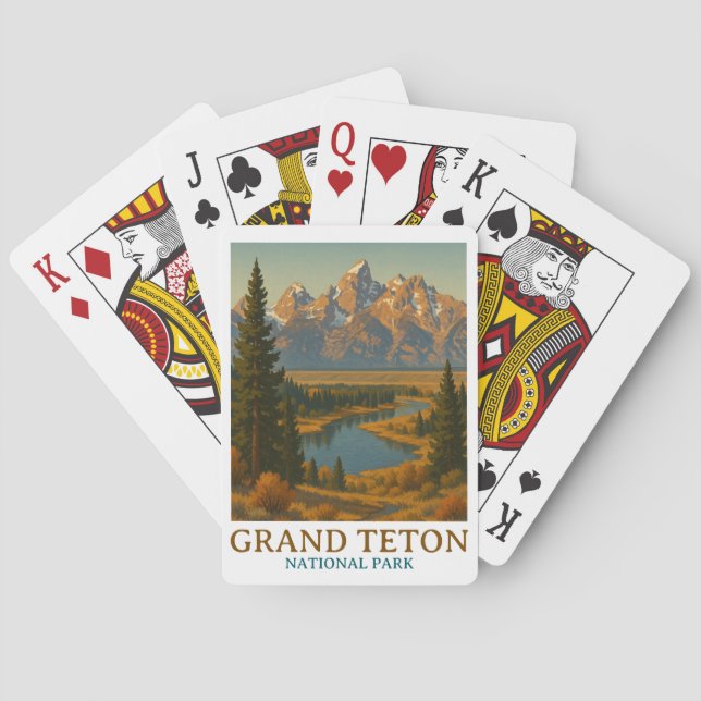 Vintage Grand Teton National Park Travel Casinokort (Baksidan)