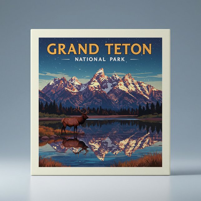 Vintage Grand Teton nationalpark Kakelplatta (Skapare uppladdad)