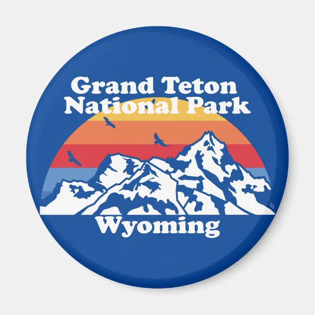 Vintage Grand Teton nationalpark Magnet (Framsidan)