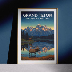 Vintage Grand Teton nationalpark Poster