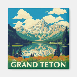 Vintage Grand Teton Wyoming Retro Resemagnet Magnet