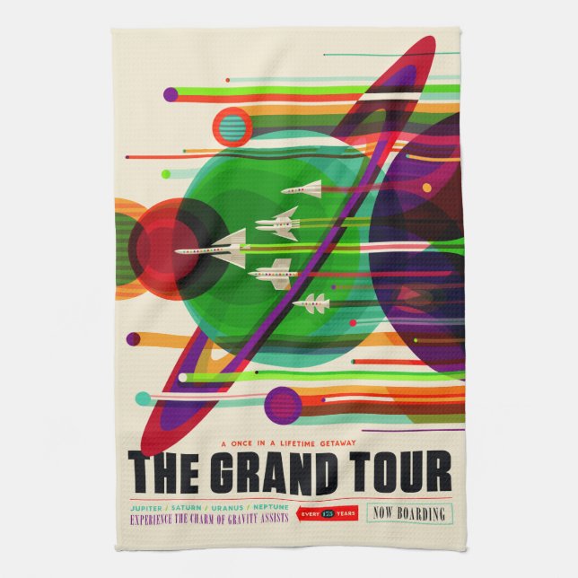 Vintage Grand Tour Solar System Travel Kökshandduk (Vertikal)
