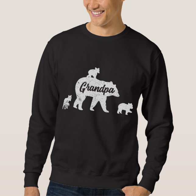 Vintage Grandpa Bear 3 Unge Lång Ärmad Tröja (Framsida)