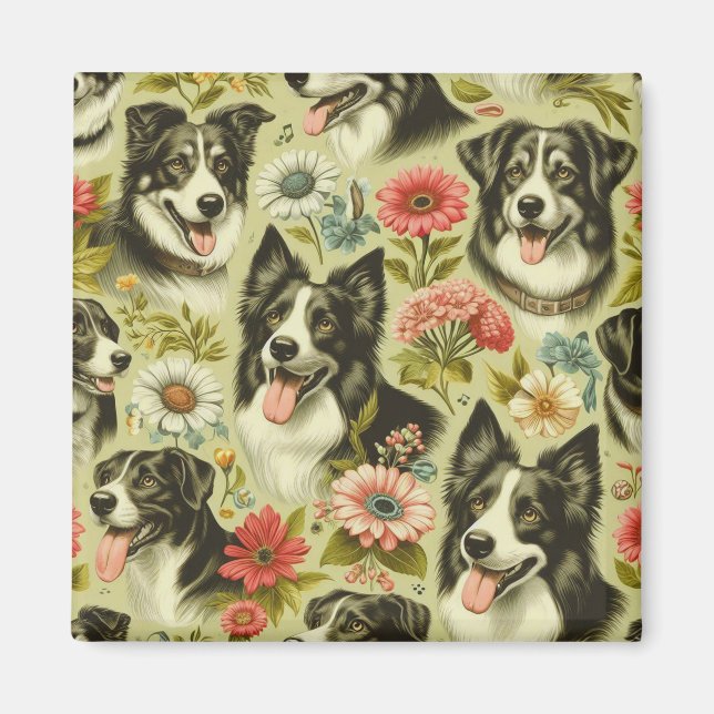 Vintage Gräns Collie Painting Magnet (Framsidan)