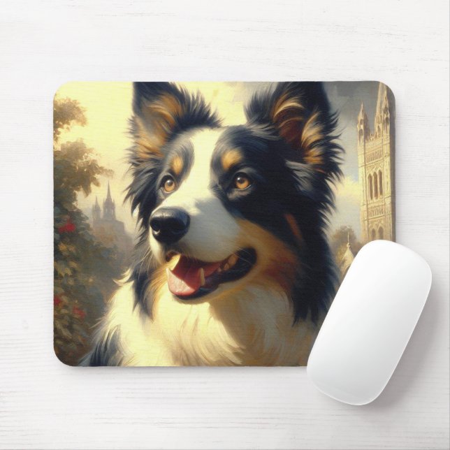 Vintage Gräns Collie Painting Musmatta (Med mus)
