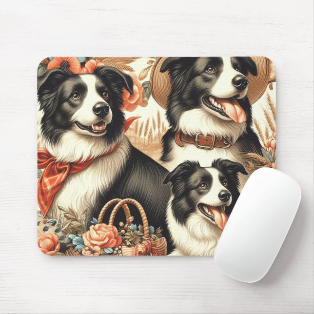 Vintage Gräns Collie Painting Musmatta (Med mus)