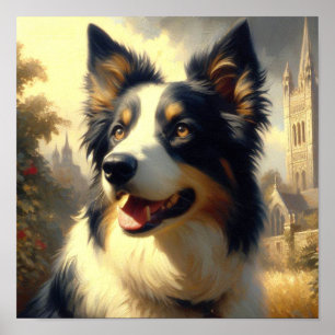 Vintage Gräns Collie Painting Poster