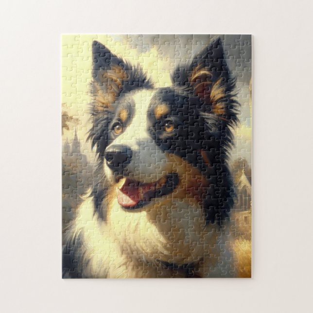 Vintage Gräns Collie Painting Pussel (Vertikal)