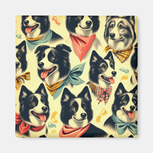 Vintage Gräns Collie Seamless Magnet (Framsidan)