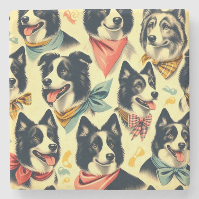 Vintage Gräns Collie Seamless Stenunderlägg (Framsidan)