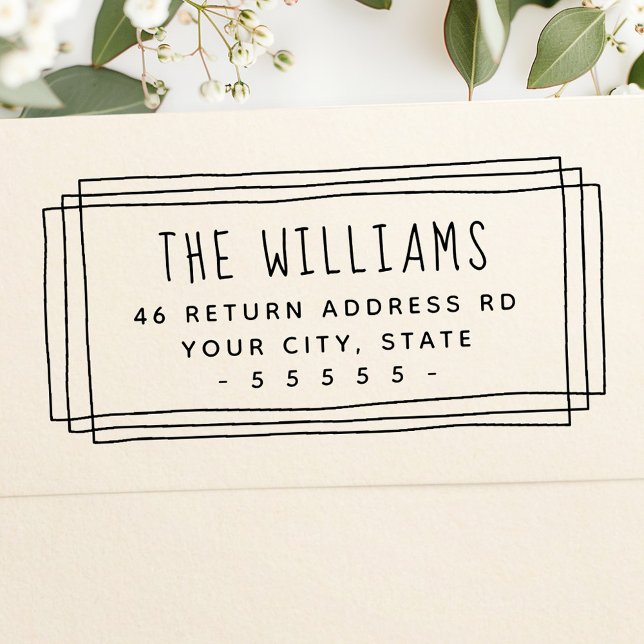 Vintage gräns returadress självfärgande stämpel (Vintage whimsical border return address self-inking stamp)