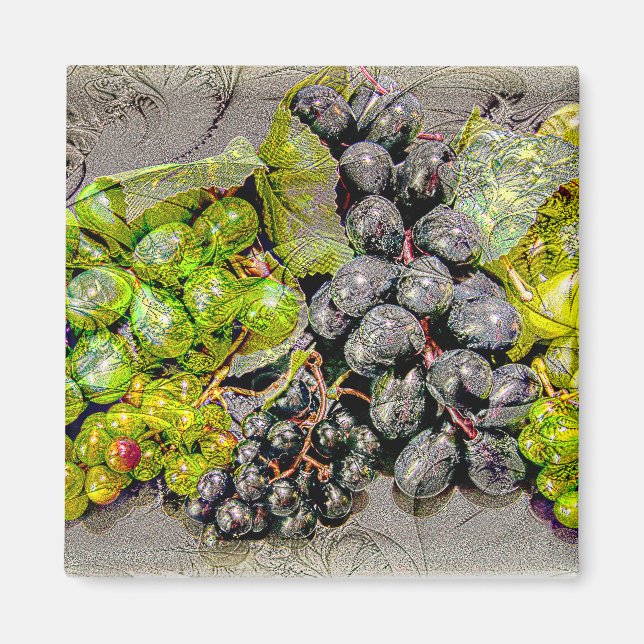 Vintage Grape Digital Art Magnet (Framsidan)