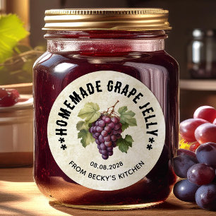 Vintage Grape gelé for Homemade Canning Labels Runt Klistermärke