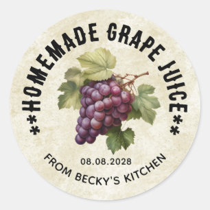 Vintage Grape Juice for Homemade canning Labels Runt Klistermärke