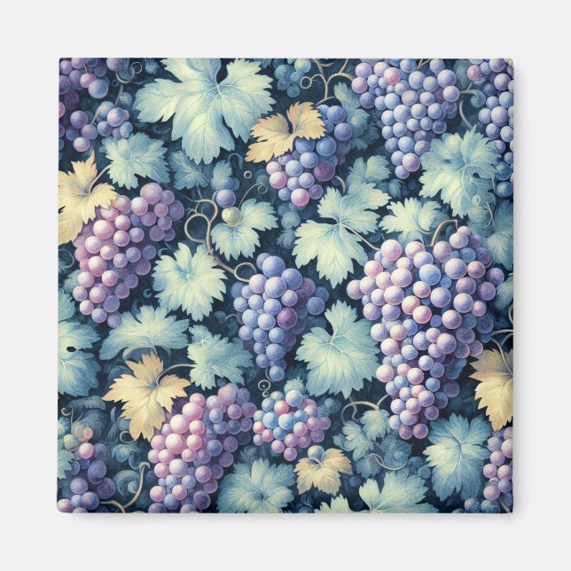 Vintage Grape Mönster Magnet (Framsidan)
