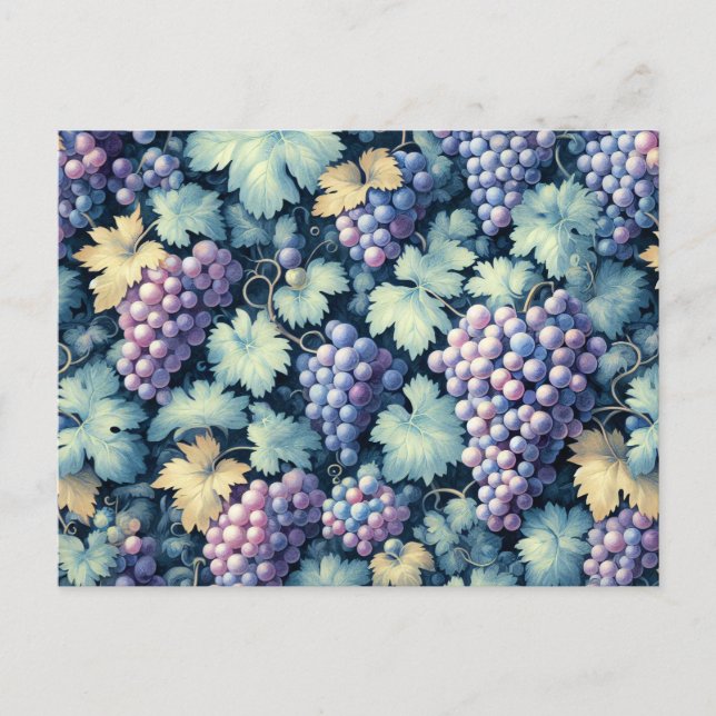 Vintage Grape Mönster Vykort (Framsida)