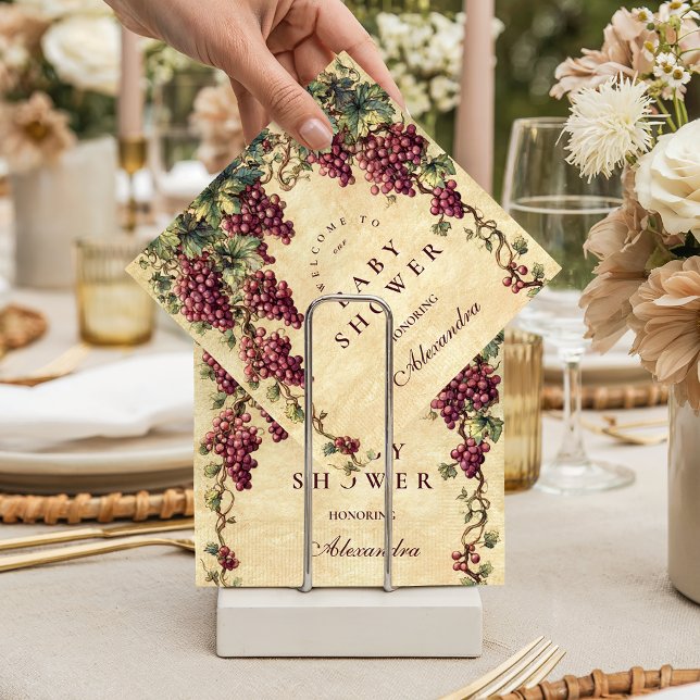 Vintage Grape Vineyard Botanical Baby Shower Pappersservett (Skapare uppladdad)