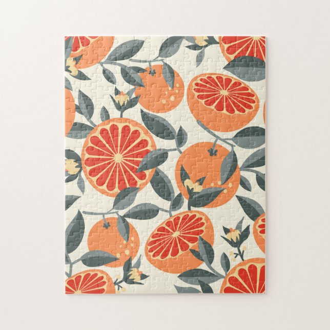 Vintage Grapefruit Citrus Mönster Pussel (Vertikal)