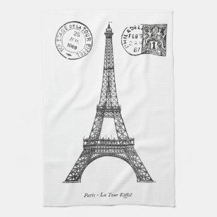 Vintage Graphic Paris och Eiffel Torn Kökshandduk