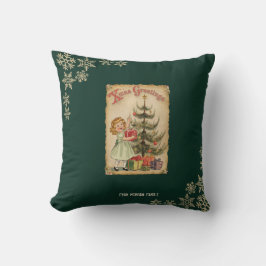 Vintage Gräs Träd Little Girls Presenter Snöflingo Kudde