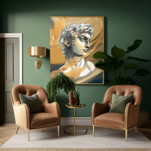 Vintage Gråskulptur konst marmor guld