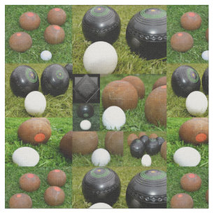 Vintage Gräsmatta Bowls Photo Collage Tyg