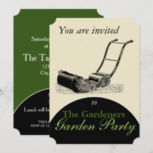 VINTAGE Gräsmatta Mower Garden Party-inbjudan Inbjudningar