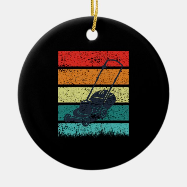 Vintage Gräsmatta Mower Julgransprydnad Keramik (Framsidan)