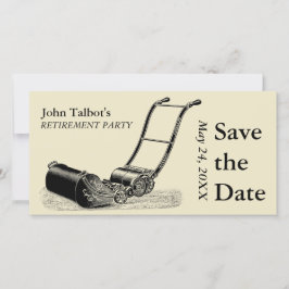 VINTAGE Gräsmatta Mower Pension Party Spara datum Datumet