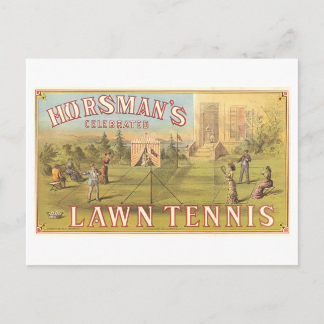 Vintage Gräsmatta Tennis Annonsbroschyr Vykort (Framsida)