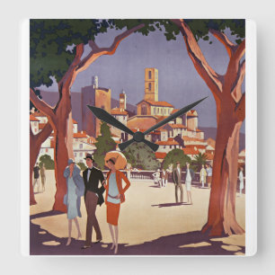 Vintage Grasse sommar konst Fyrkantig Klocka