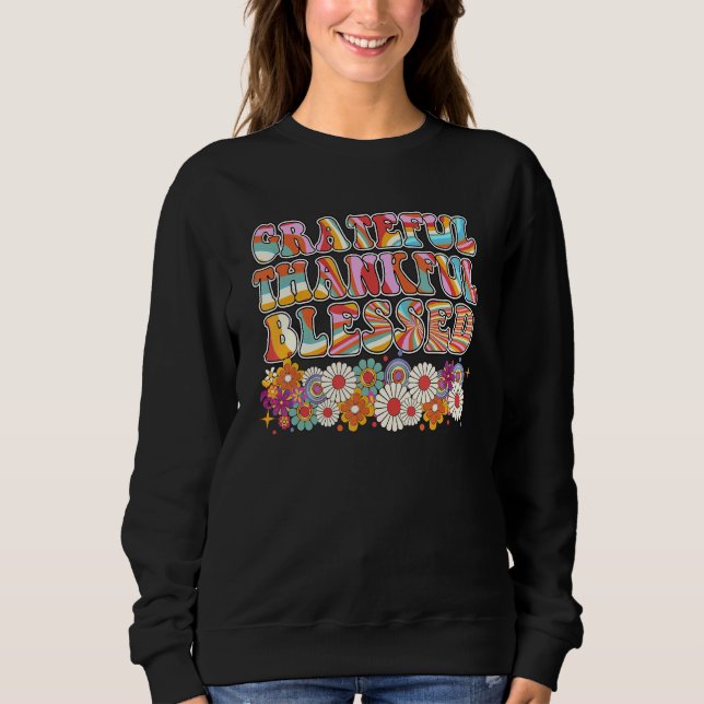 Vintage Grateful Thankful Blessed   Thanksgiving D T Shirt (Framsida)