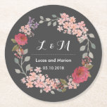 Vintage Grått Blommigt Utandning Monogram Bröllops Underlägg Papper Rund<br><div class="desc">Utandning av vintage och rustik personlig blommigt underlägg för din bröllopsmottagning,  förlovning middag party,  möhippa eller något speciellt firande. Dekorerad med vattenfärgen teckning av blommor och löv. Fira vackra färg under vår-säsongen. Anpassa ordalydelsen efter vad som helst. Du kan också anpassa bakgrunden till färg till önskat färg-tema.</div>