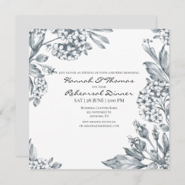 Vintage Grått botaniskt rehearsal Middag Inbjudningar