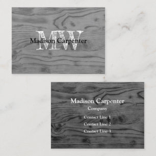 Vintage grått, bränt trä Carpenter Monogram Visitkort