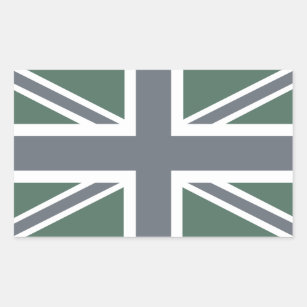 Vintage Grått Classic Union Jack British (UK) Flag Rektangulärt Klistermärke