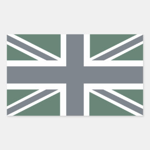 Vintage Grått Classic Union Jack British (UK) Flag Rektangulärt Klistermärke