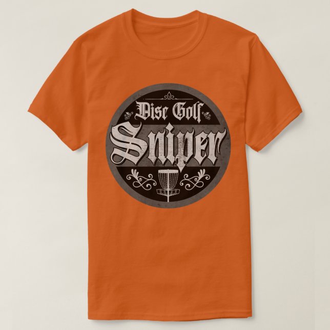 Vintage Grått Disk Golf Sniper T Shirt (Design framsida)
