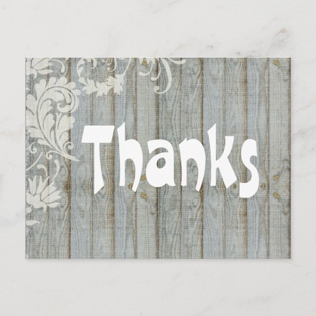 Vintage Grått Distress Wood Tack vykort (Framsida)