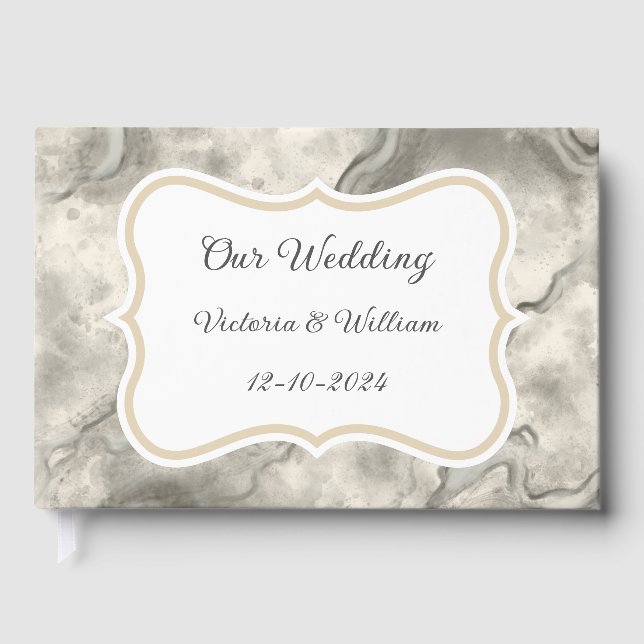 Vintage Grått Marble Bröllop Guest Bok Gift (Framsida)