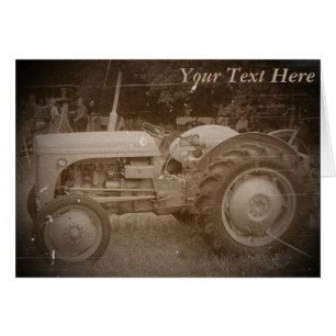 Vintage Grått massey fergison Traktor fotosepia Hälsningskort