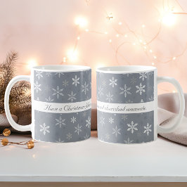 Vintage Grått och Personlig av vit Snöflingor Kaffemugg
