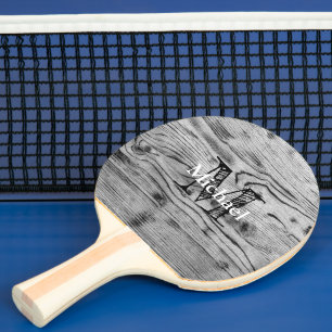Vintage grått Svart bränt  Monogram Pingisracket