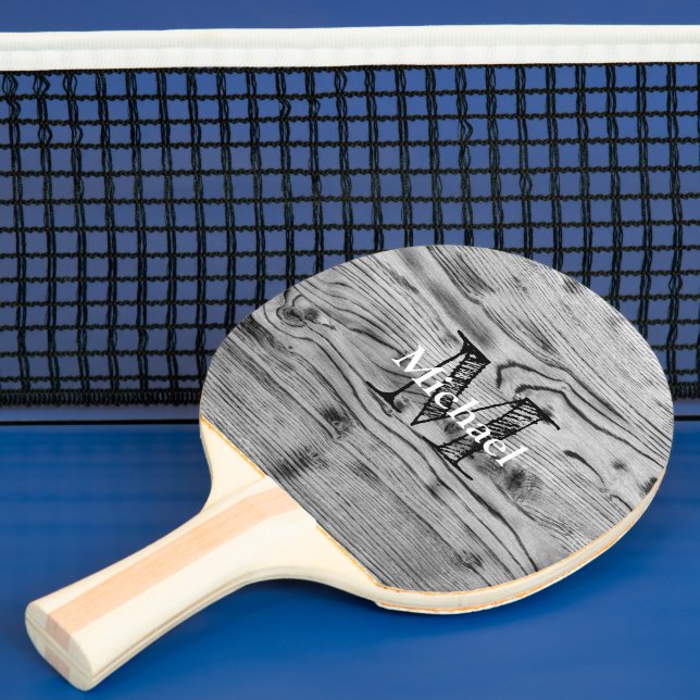 Vintage grått Svart bränt  Monogram Pingisracket (Insitu)