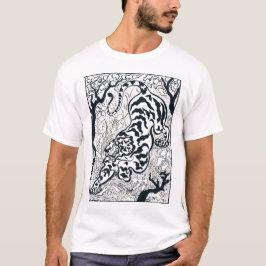 Vintage Grått Tiger in jungle Art T Shirt