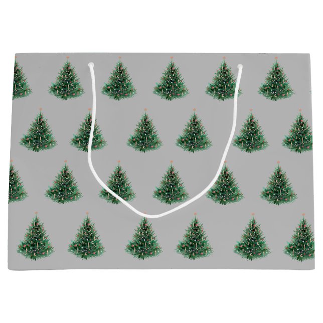 Vintage Grått Vattenfärgsjulen Grönt Gräs Träd (Framsidan)