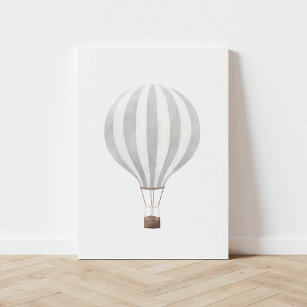 Vintage Grått Watercolor-Luftballong Poster Canvastryck