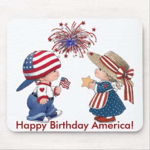 Vintage Grattis på födelsedagen Amerika Musmatta