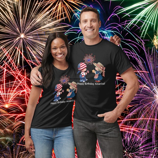 Vintage Grattis på födelsedagen Amerika Tröja (Vintage Happy Birthday America Unisex T-Shirt)