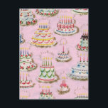 Vintage Grattis på födelsedagen Cakes Vykort<br><div class="desc">Vintage Grattis på födelsedagen Cakes</div>